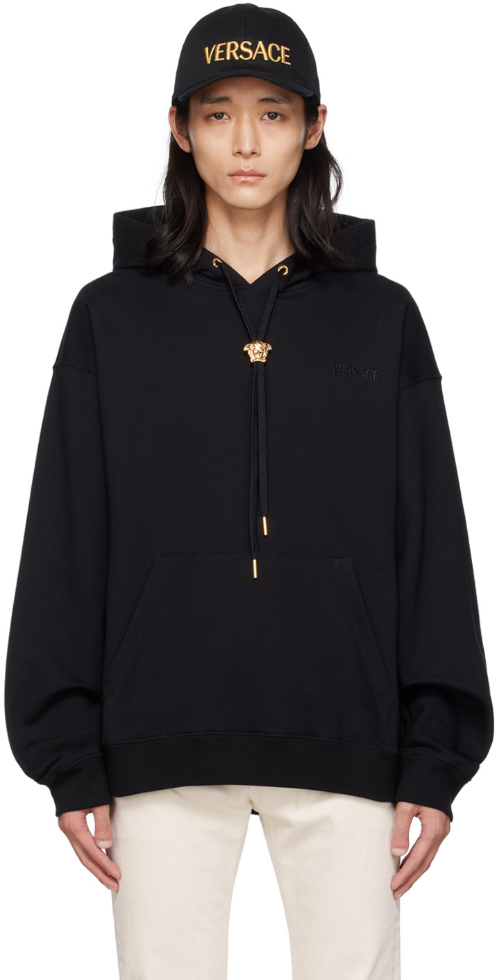 Versace - Pull à capuche noir à Méduse