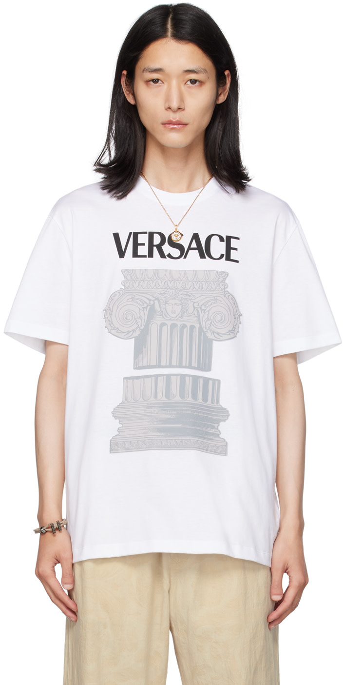 Versace - 화이트 라 콜로나 티셔츠