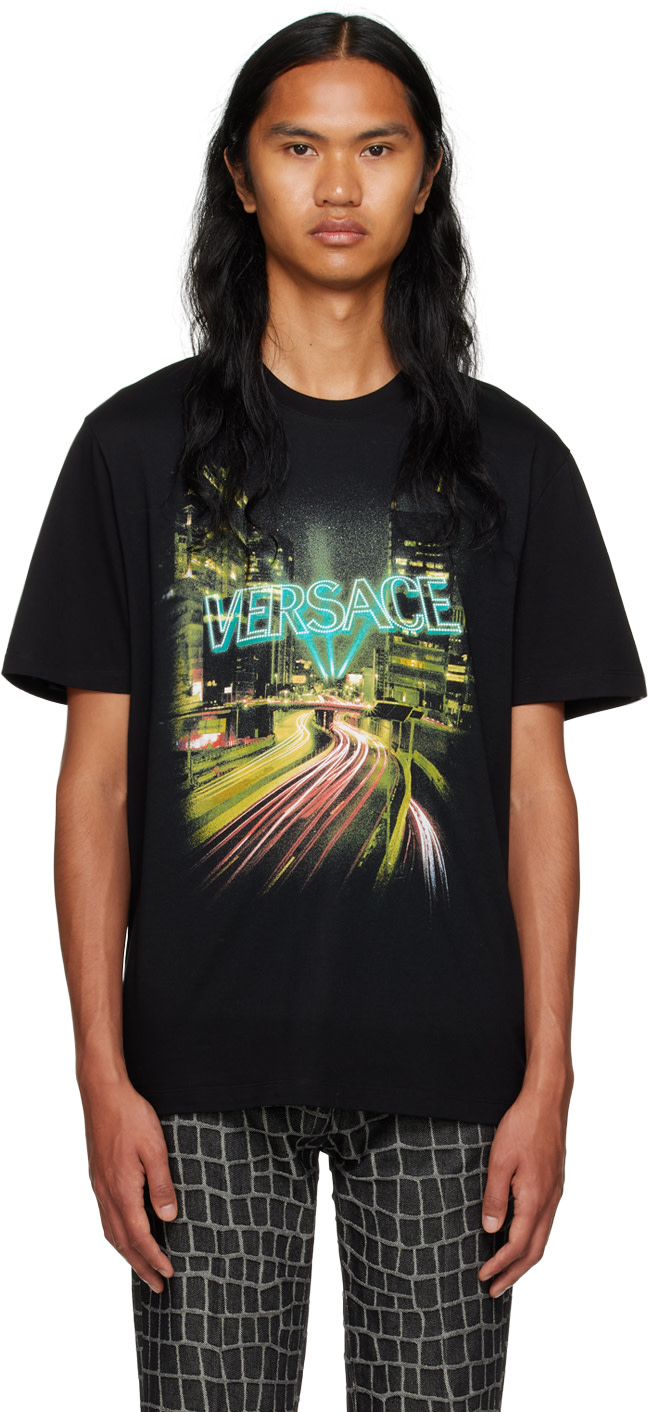 Versace - ブラック City Lights Tシャツ