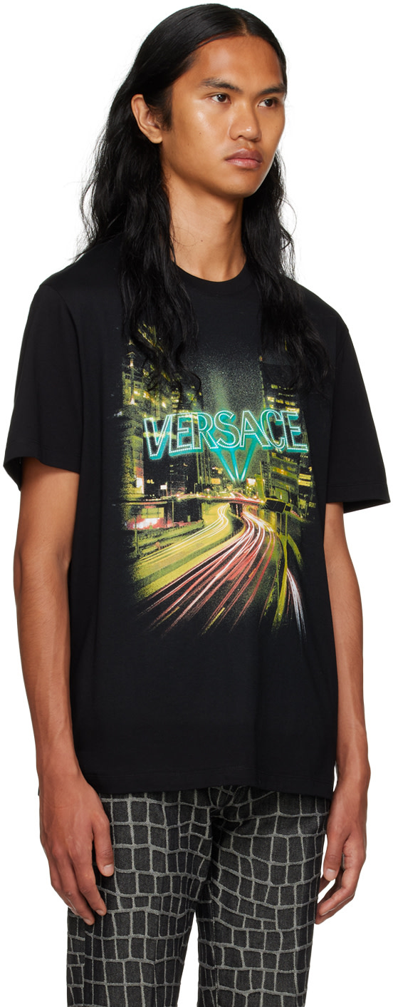 Versace - ブラック City Lights Tシャツ