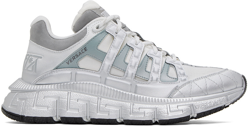 Versace - White & Silver Trigreca Sneakers