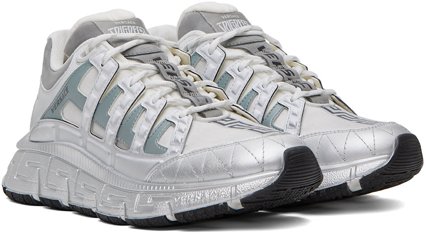 Versace - White & Silver Trigreca Sneakers