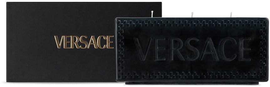 Versace - Bougie en forme de brique Logomania noire