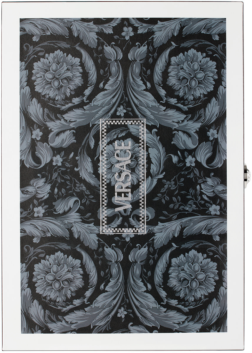Versace - Jeu de backgammon noir et bleu à motif baroque