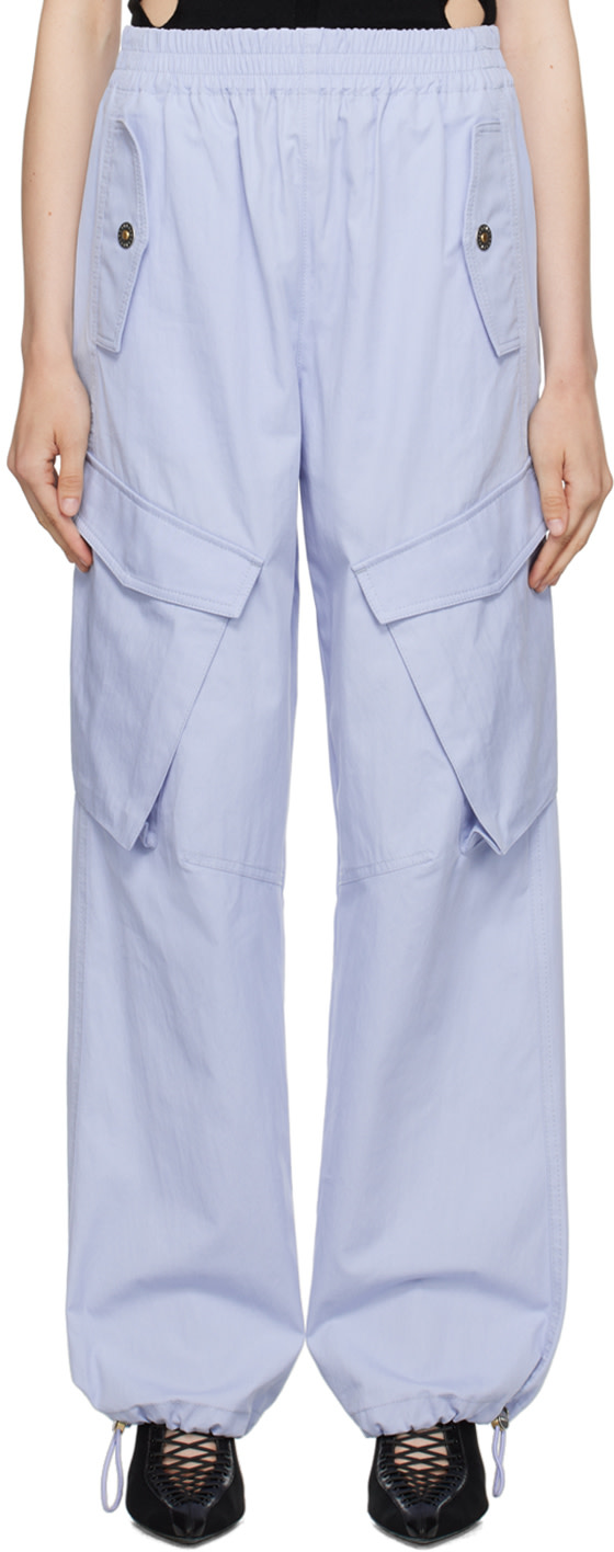 Dion Lee - Pantalon bleu à taille et revers élastiques