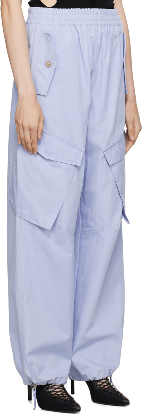 Dion Lee - Pantalon bleu à taille et revers élastiques