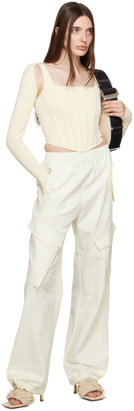 Dion Lee - Pantalon blanc à taille et revers élastiques