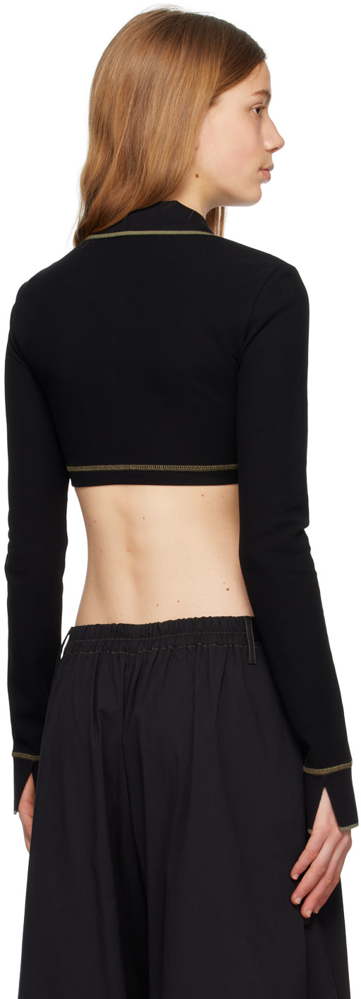 Dion Lee - Polo écourté noir à boutons-pression