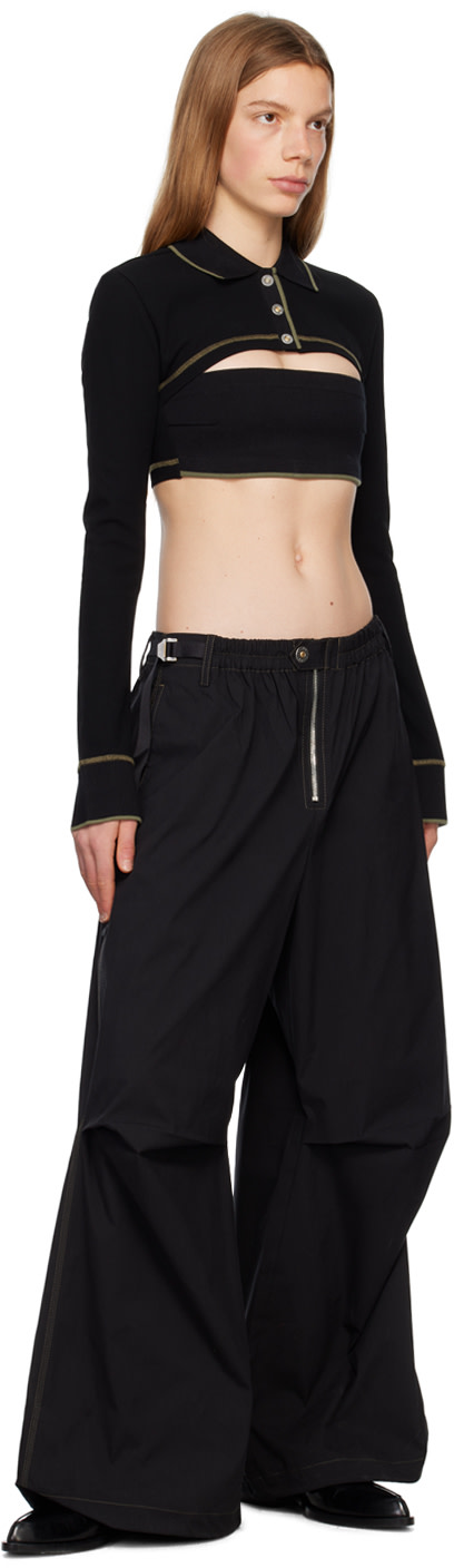 Dion Lee - Polo écourté noir à boutons-pression
