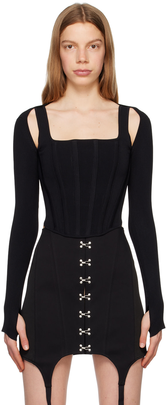 Dion Lee: Black Corset Long Sleeve T-Shirt | SSENSE