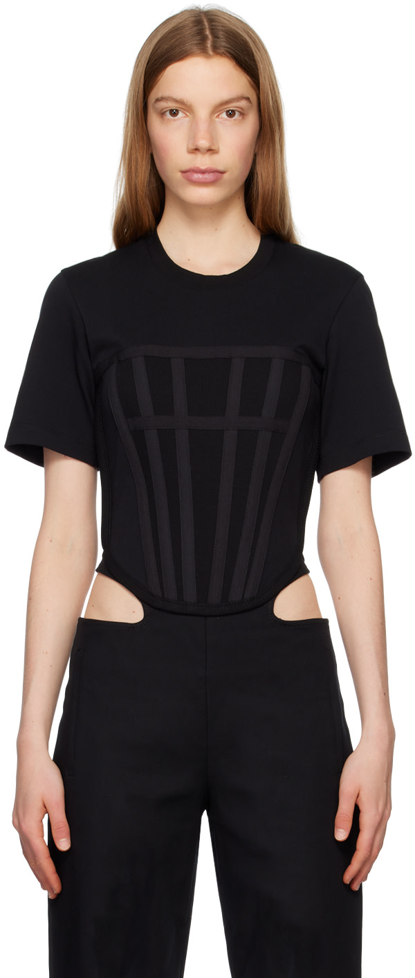 Dion Lee: Black Corset T-Shirt | SSENSE