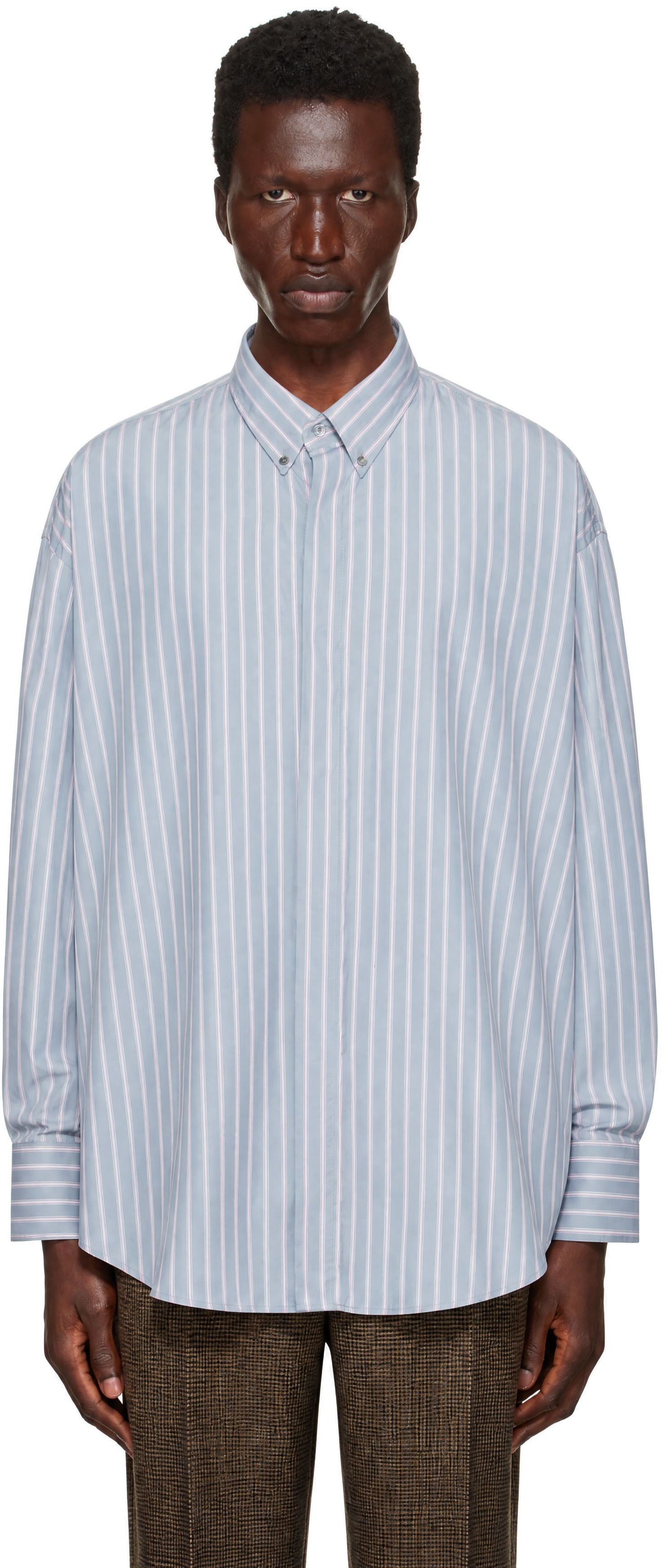 A♥　804545 AMI Paris: Gray & Pink H1-Oversize Shirt | SSENSE