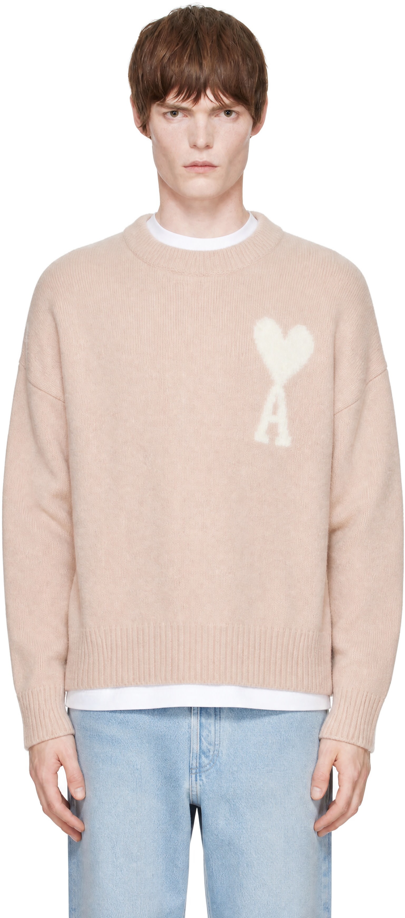 ami ハートモチーフ ピンクセーター AMI Paris: ピンク Ami de Coeur セーター | SSENSE 日本