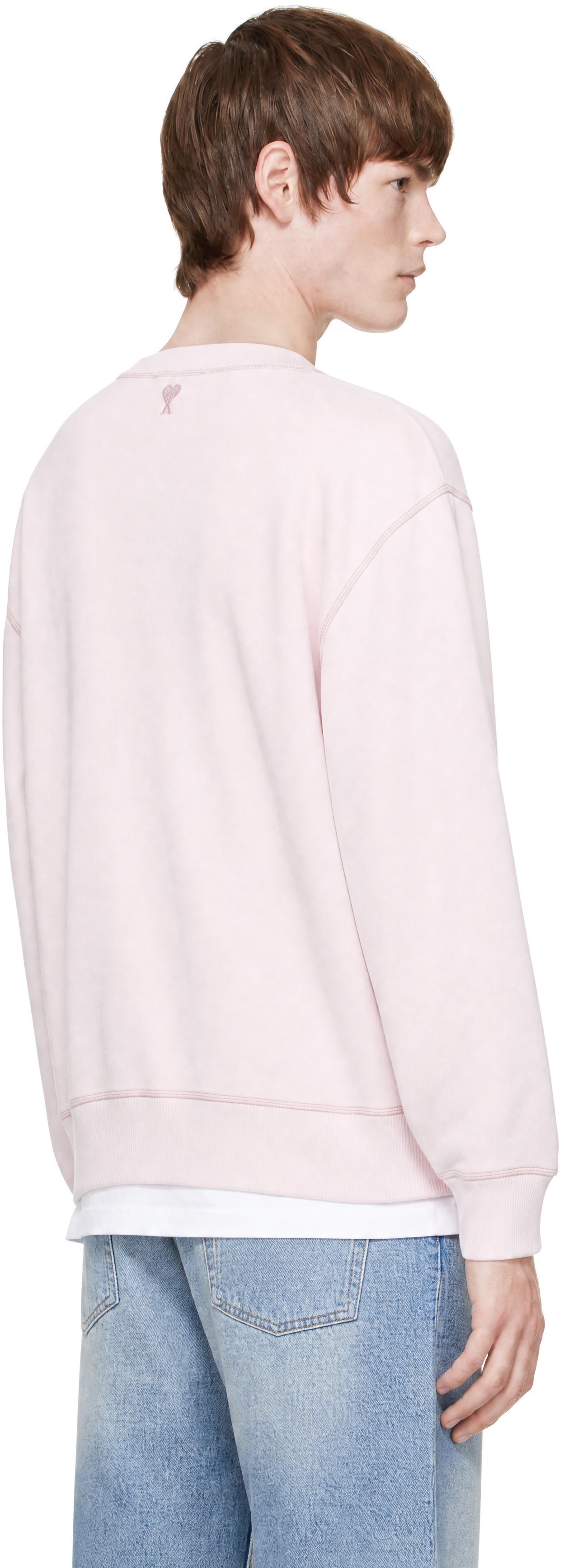 AMI Paris - Pull molletonné rose à logo