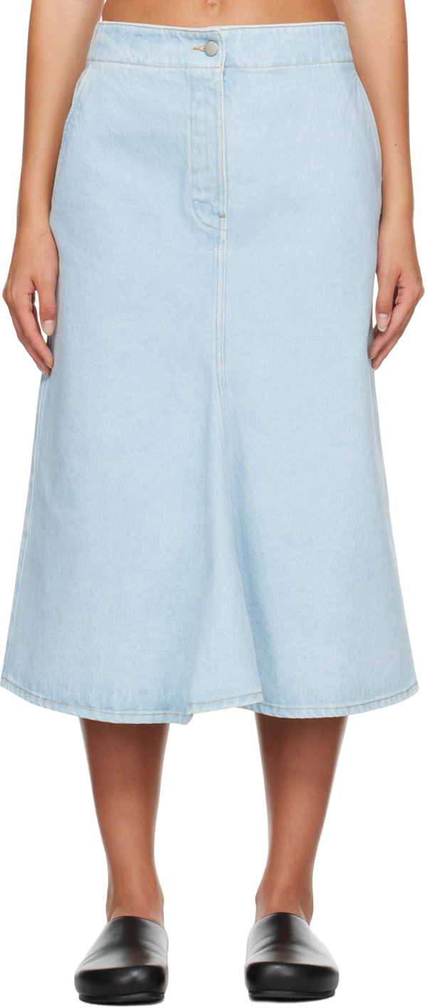 Studio Nicholson - Jupe midi Preto bleue en denim