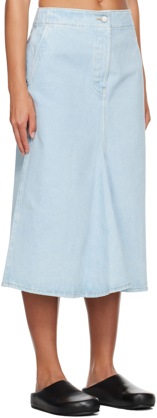 Studio Nicholson - Jupe midi Preto bleue en denim
