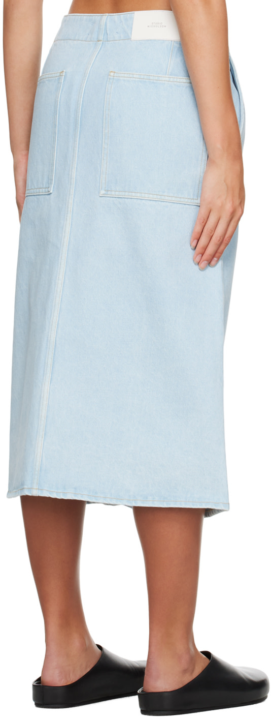 Studio Nicholson - Jupe midi Preto bleue en denim