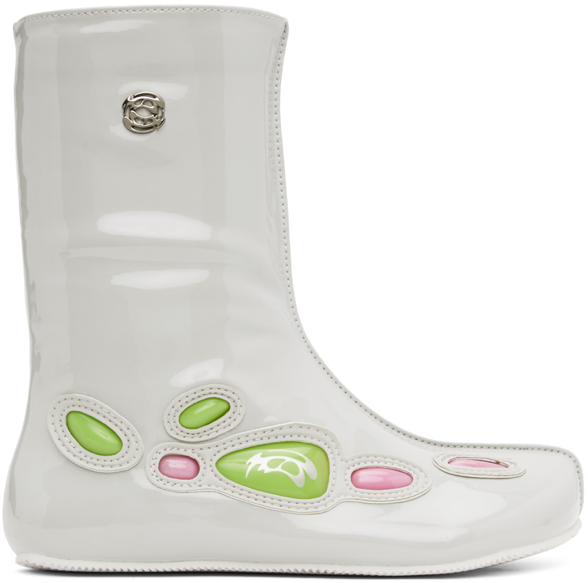 Rombaut - Bottes Alien Barefoot blanc cassé exclusives à SSENSE
