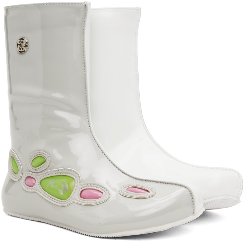 Rombaut - Bottes Alien Barefoot blanc cassé exclusives à SSENSE