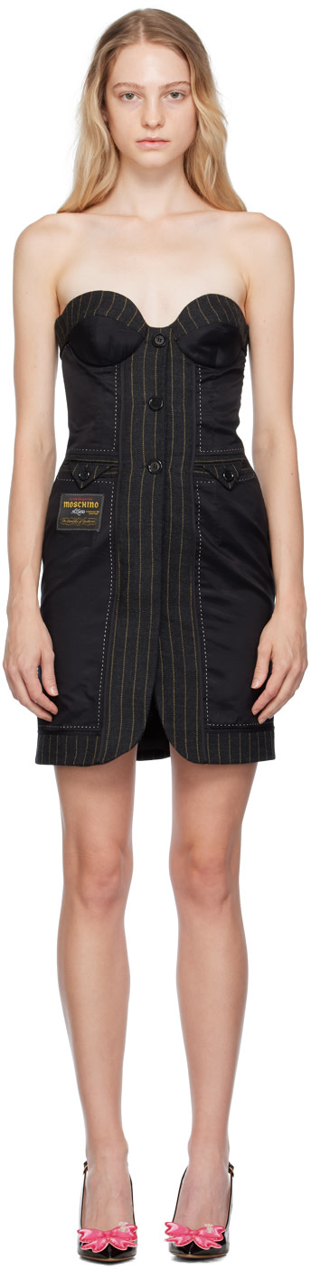 Moschino - Robe courte noire à panneaux