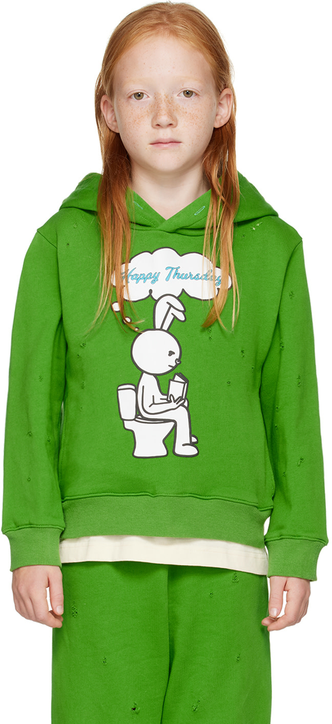 NZKidzzz - Enfant | Pull à capuche 'Happy Thursday' vert