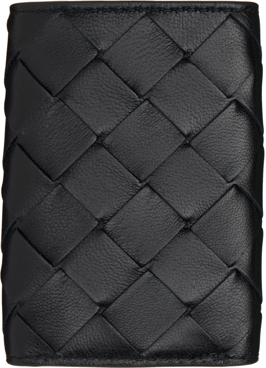 Bottega Veneta: Black Tiny Trifold Wallet | SSENSE