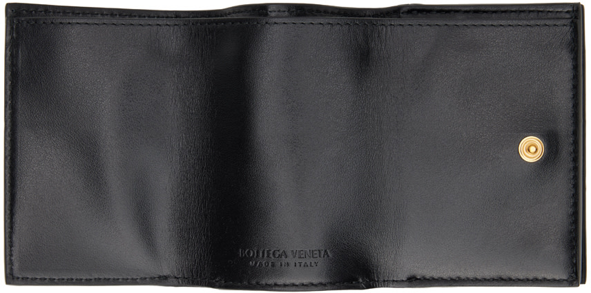 Bottega Veneta: Black Tiny Trifold Wallet | SSENSE