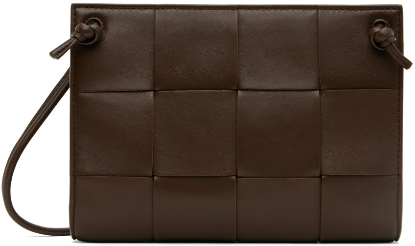 abc BOTTEGA VENETA ミニ ザポーチ BROWN Bottega Veneta // Brown Leather Mini Pouch Crossbody Bag – VSP