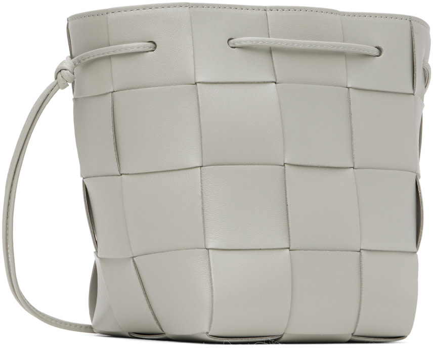 Bottega Veneta: Gray Small Cassette Cross-Body Bucket Bag | SSENSE