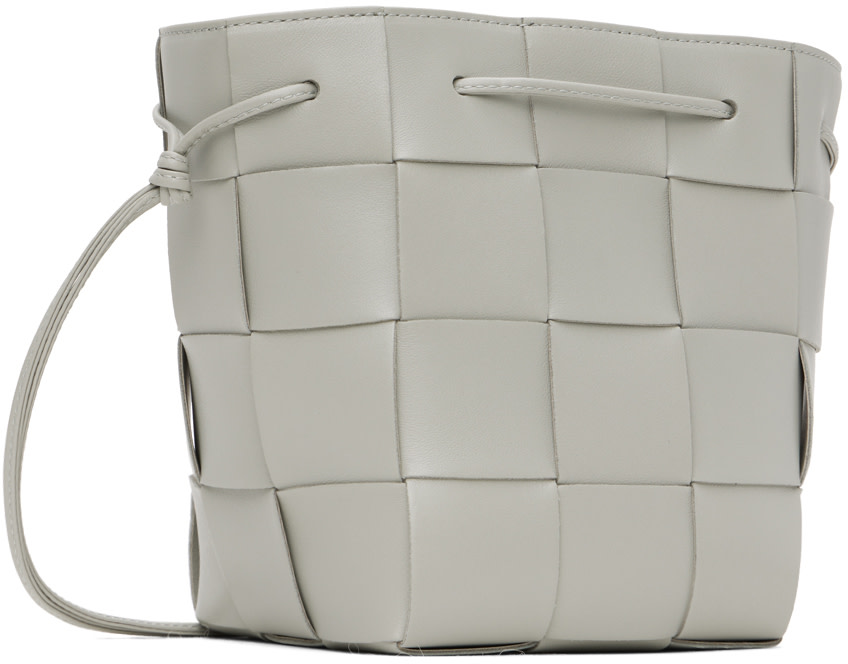 Bottega Veneta: Gray Small Cassette Cross-Body Bucket Bag | SSENSE