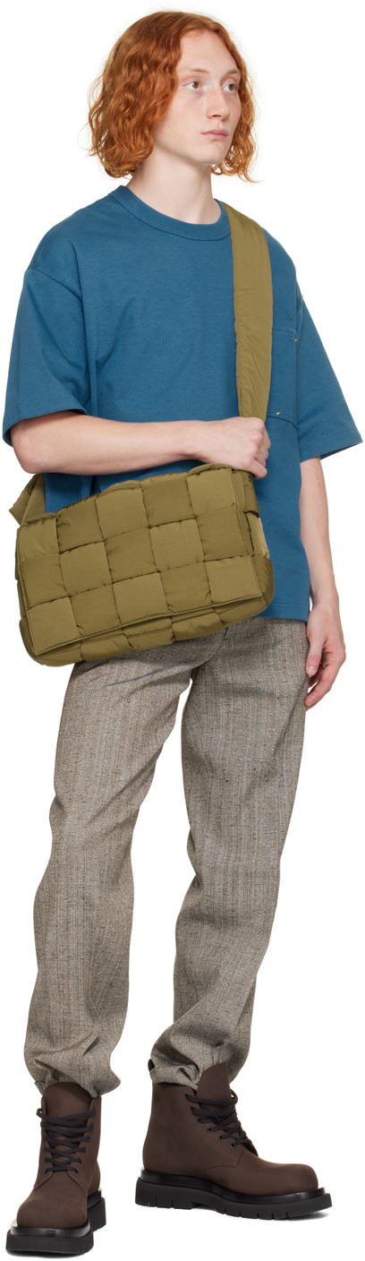 Bottega Veneta: Khaki Maxi Padded Tech Cassette Bag | SSENSE