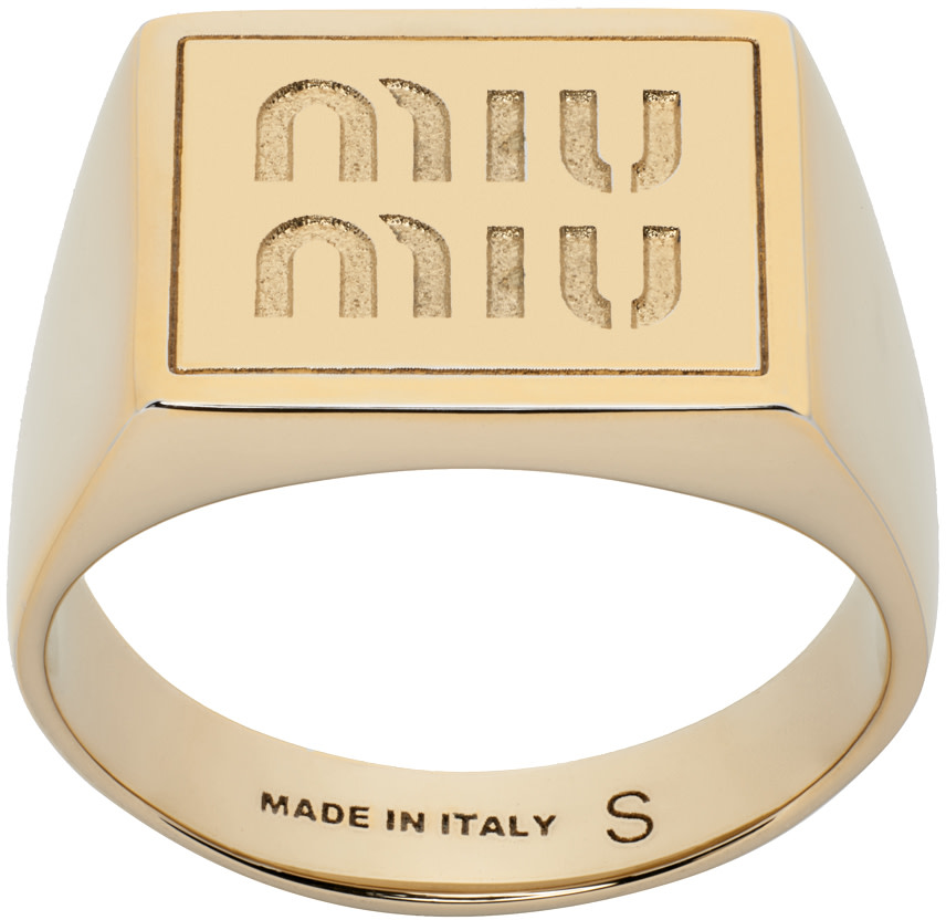 Miu Miu - Chevalière dorée à logo