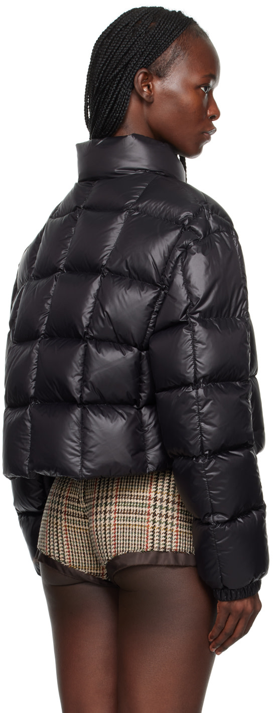 Miu Miu: Black Cropped Down Jacket | SSENSE Canada