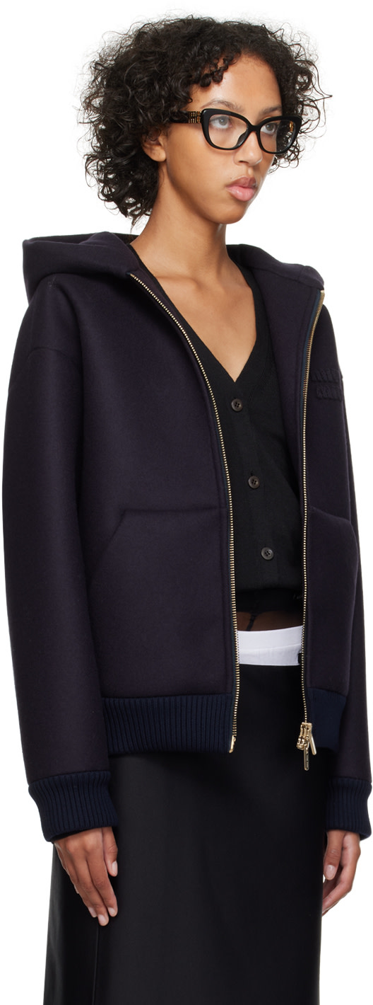 Miu Miu - Pull à capuche rembourré bleu marine
