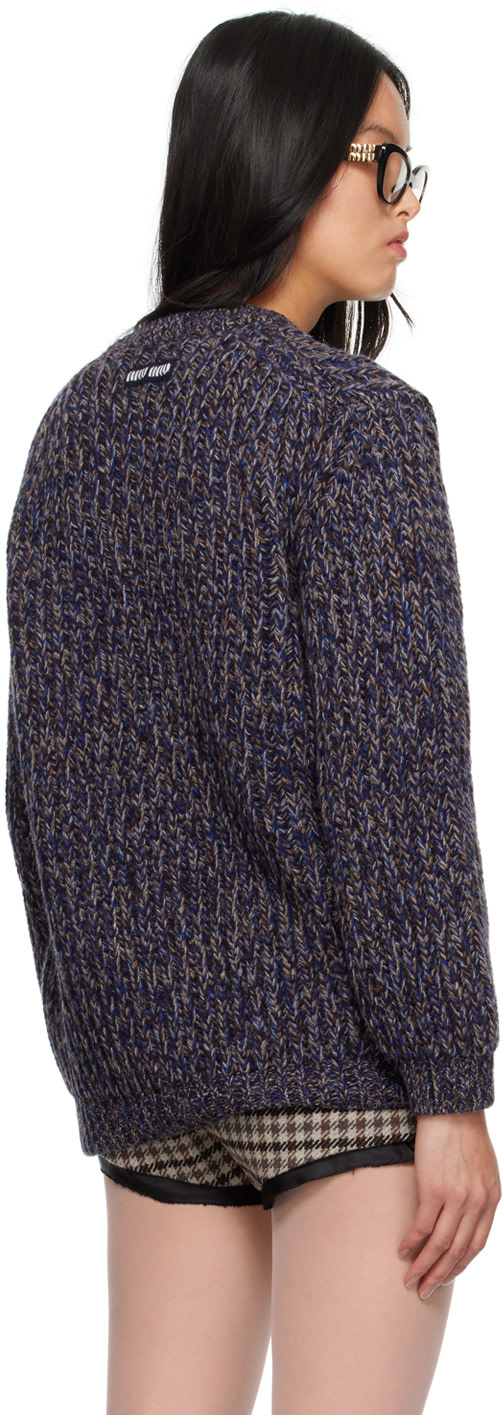 Miu Miu - Pull bleu en tricot côtelé