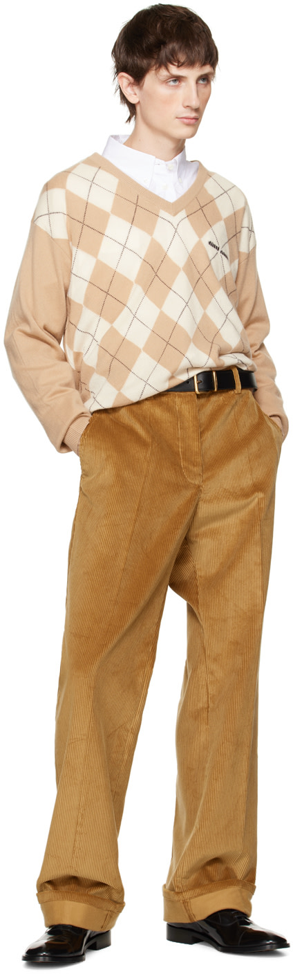 Miu Miu: Brown Rolled Trousers | SSENSE Canada