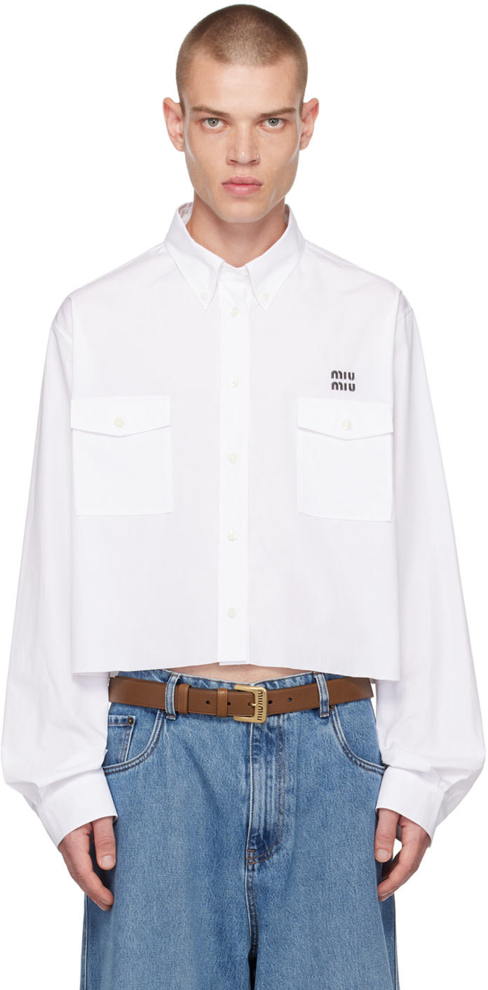 Miu Miu: White Button-Down Shirt | SSENSE Canada