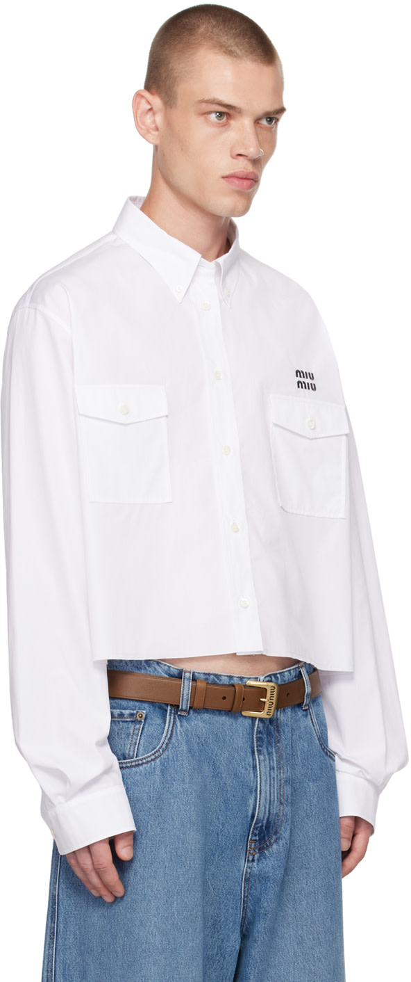 Miu Miu: White Button-Down Shirt | SSENSE Canada
