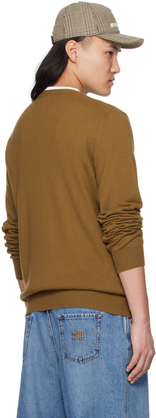 Miu Miu: Brown Jacquard Cardigan | SSENSE Canada