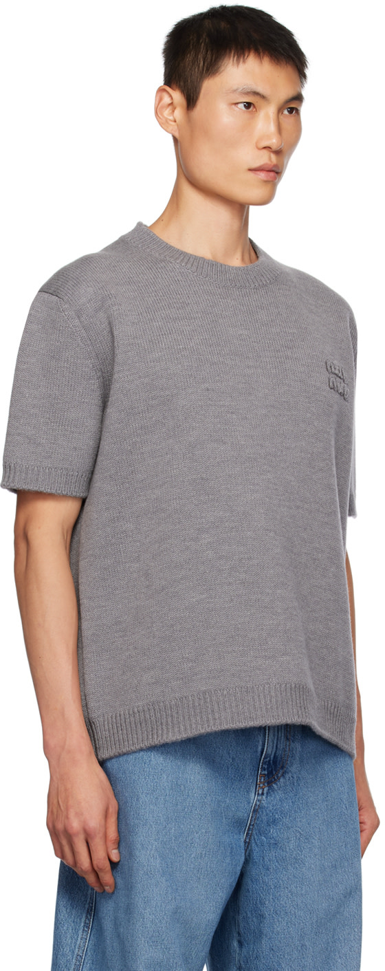 Miu Miu - Pull gris en tricot double face