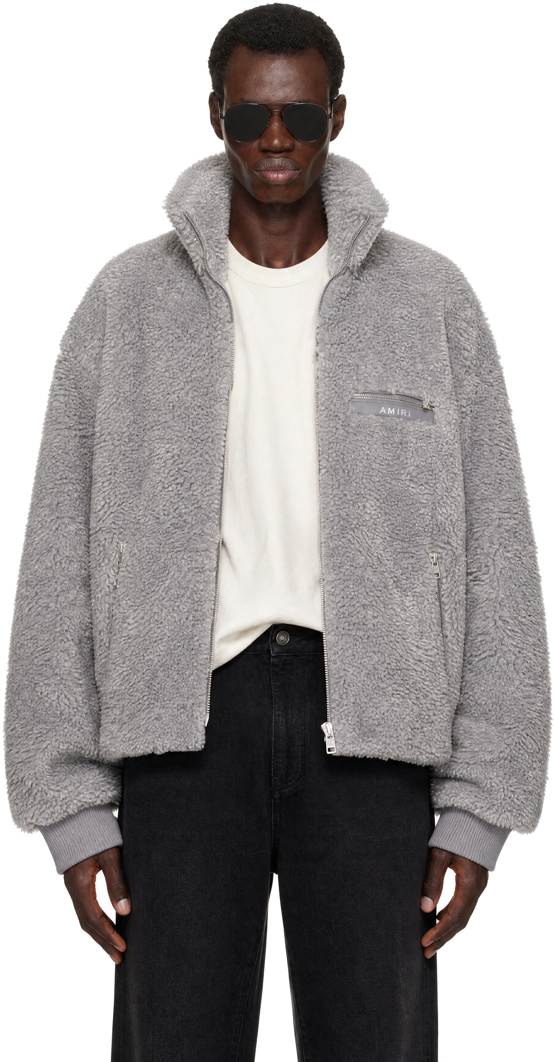 AMIRI - Gray Fuzzy Track Jacket