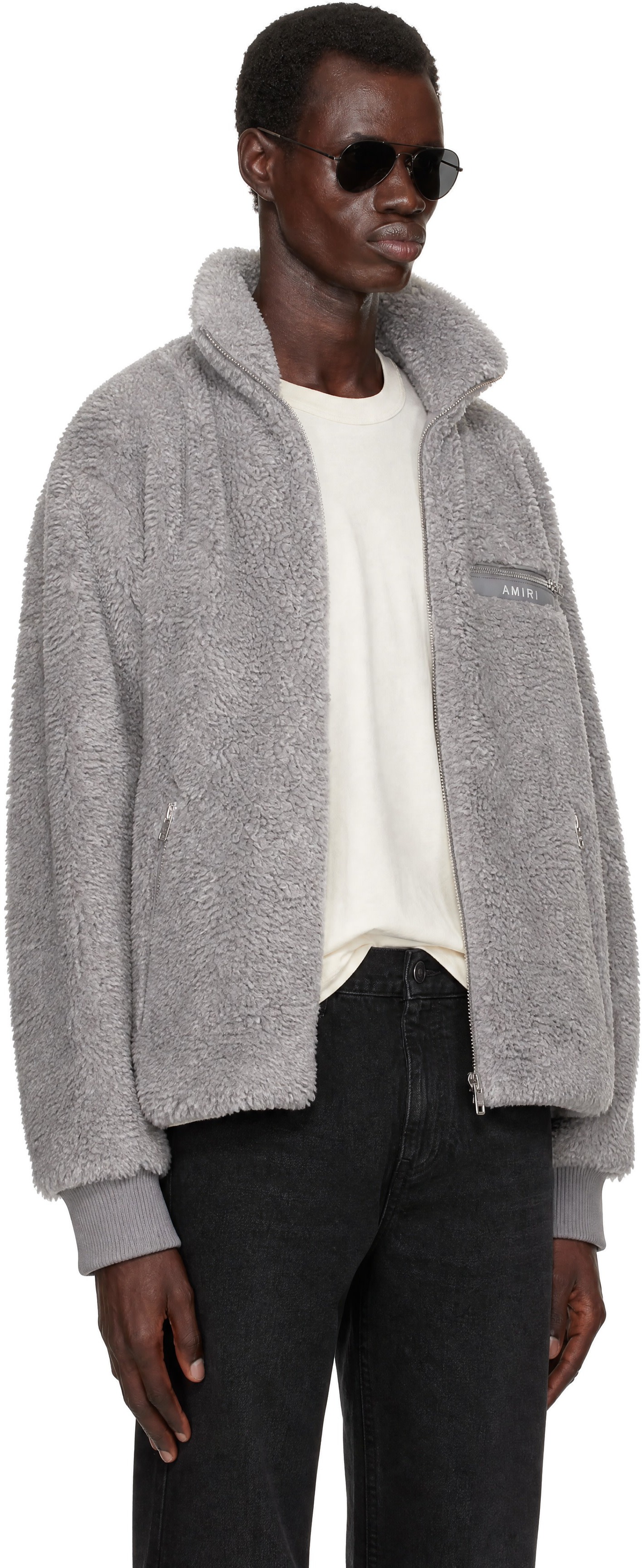 AMIRI - Gray Fuzzy Track Jacket