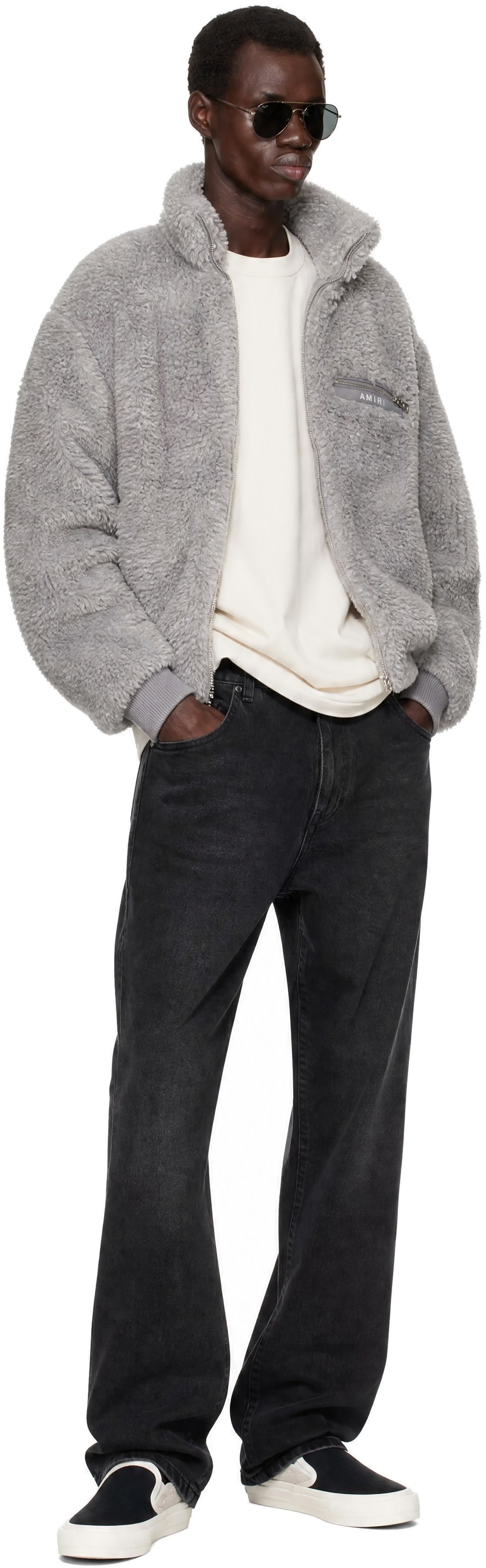 AMIRI - Gray Fuzzy Track Jacket