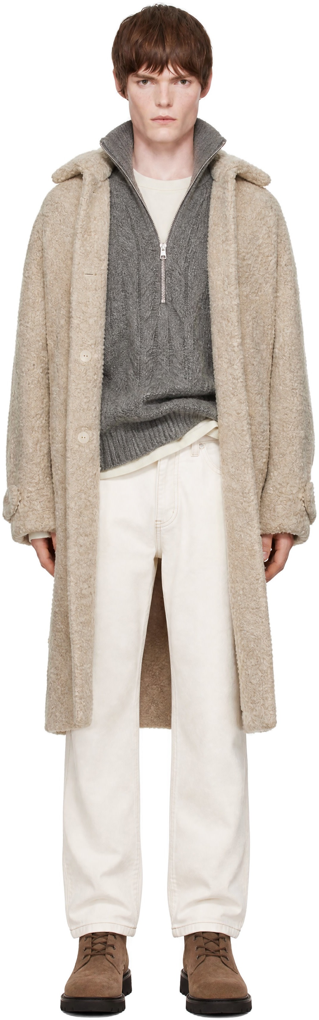 Cordera - Beige Alpaca Boucle Long Coat
