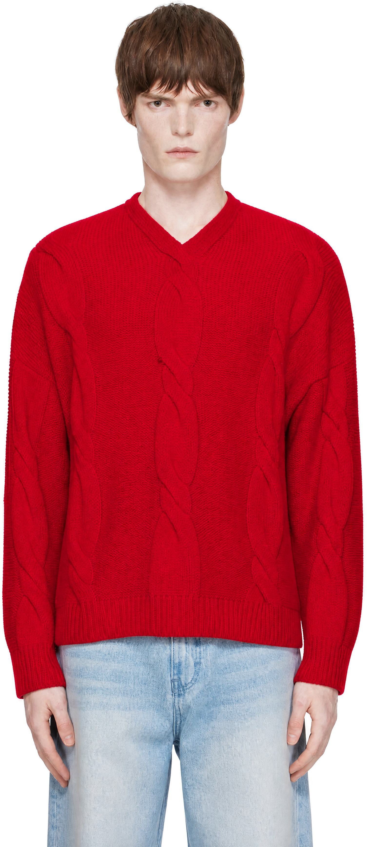 Cordera - Red Wool Braided Sweater