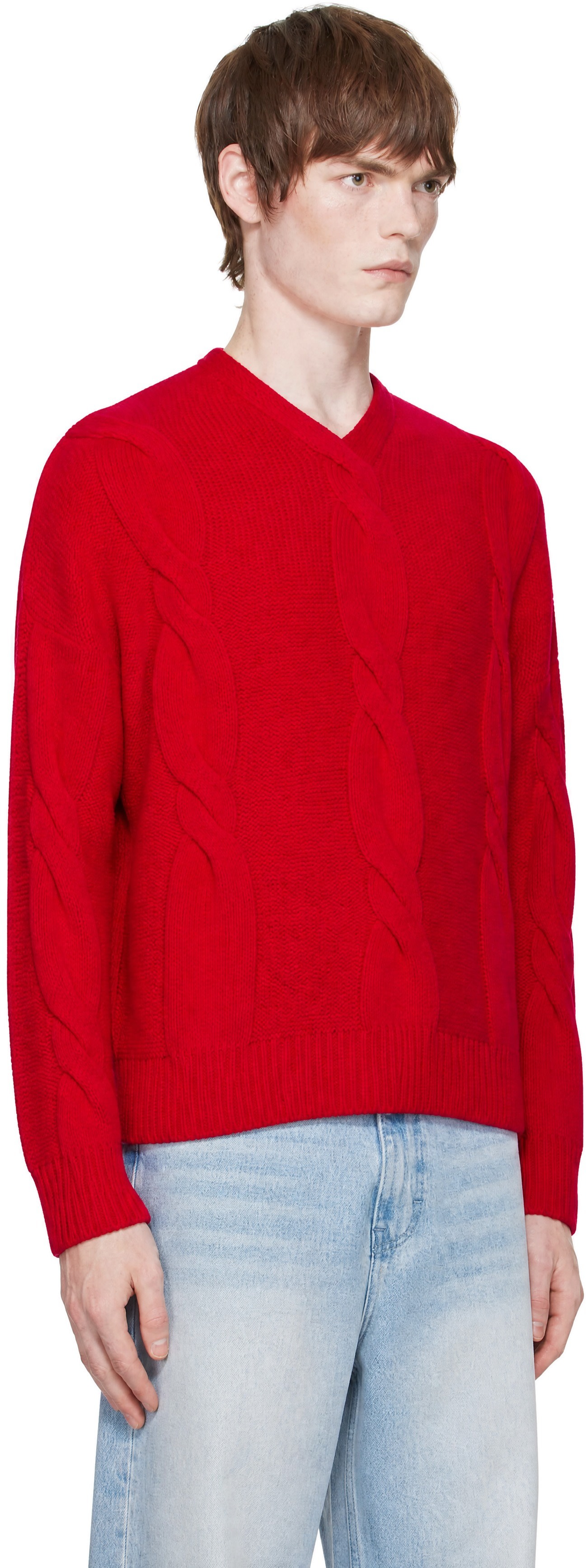 Cordera - Red Wool Braided Sweater
