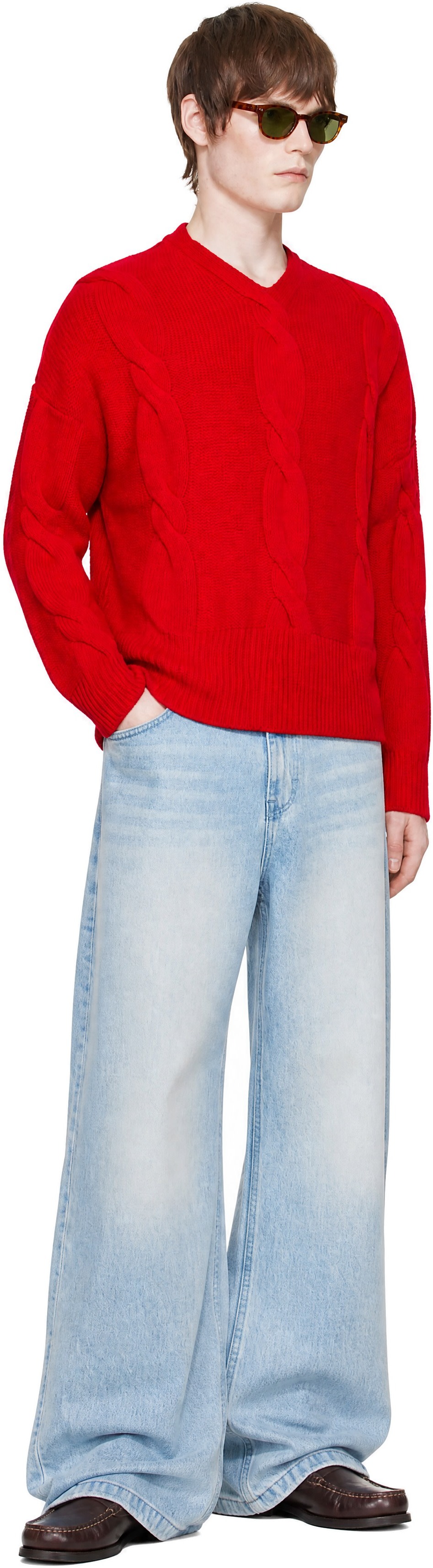 Cordera - Red Wool Braided Sweater