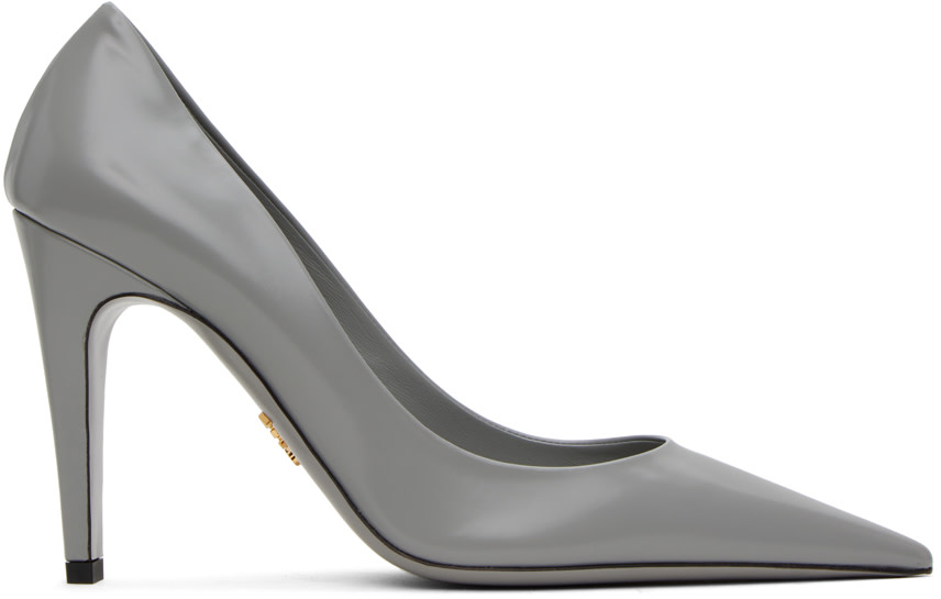 Prada - Gray Leather Pumps