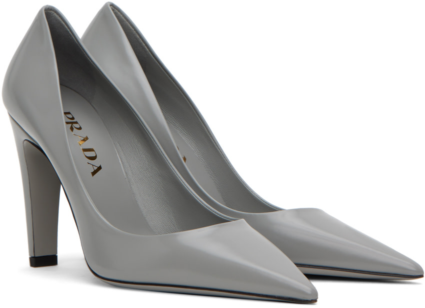Prada - Gray Leather Pumps
