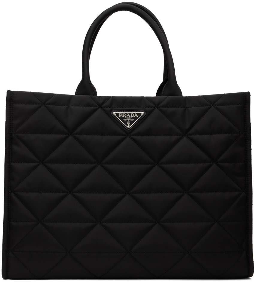 Prada - Cabas noir en Re-Nylon à surpiqures